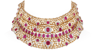 Louis Vuitton Splendeur necklace in 18-karat yellow gold and platinum set with rubies and diamonds.