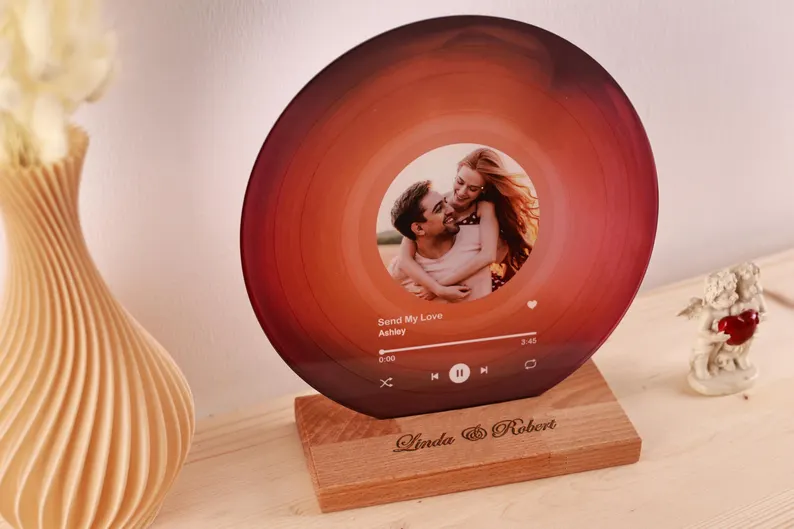 personalized vinyl record with engraved naming