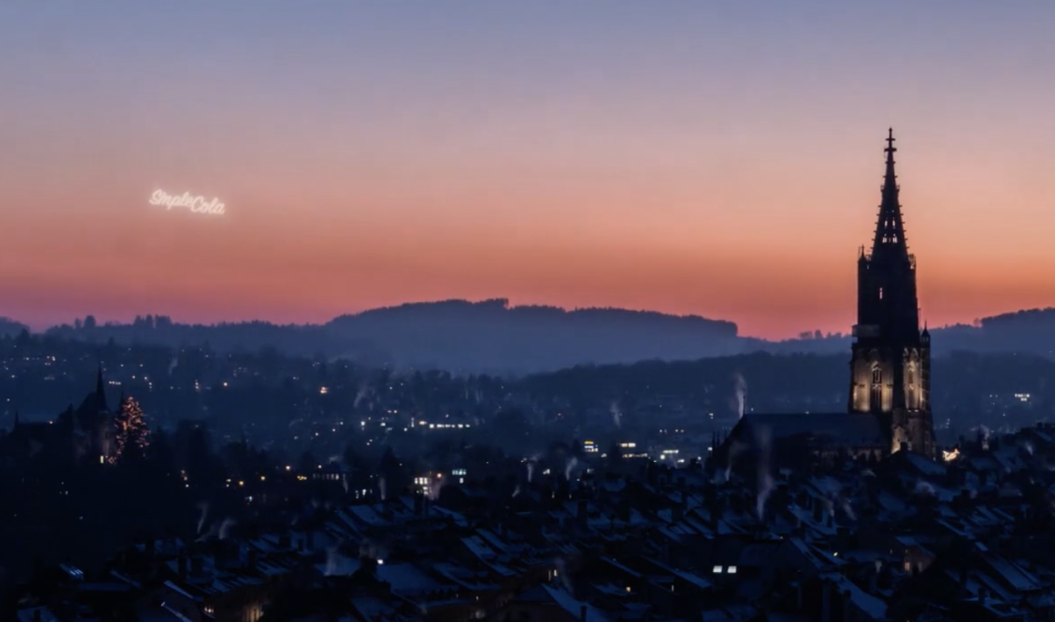 Artist image of space advertising over a European city. | Image: Vlad Sitnikov, Vimeo.com