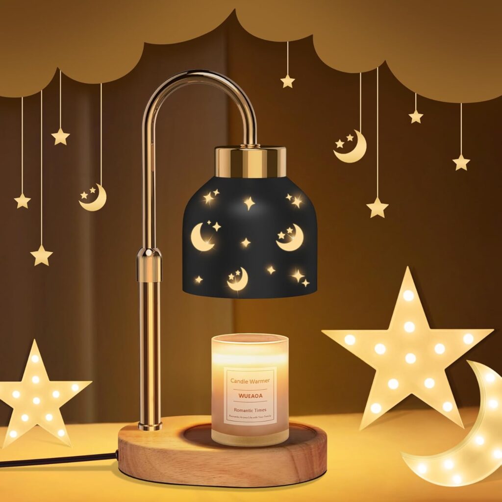 candle warmer lamp with moon and stars