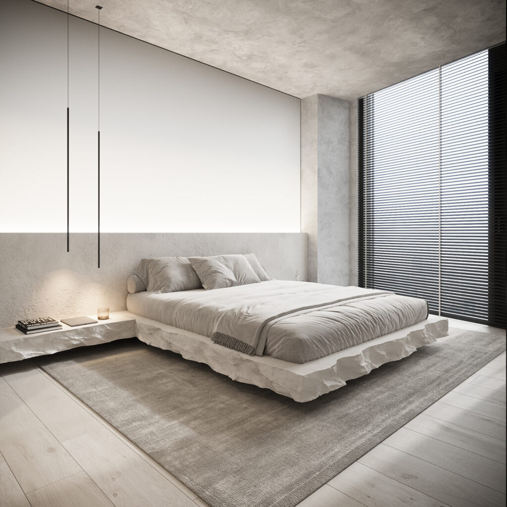 floating stone platform bed