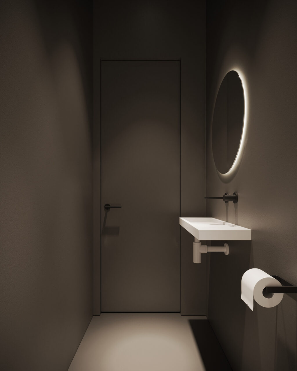 sleek sink and led illuminated mirror