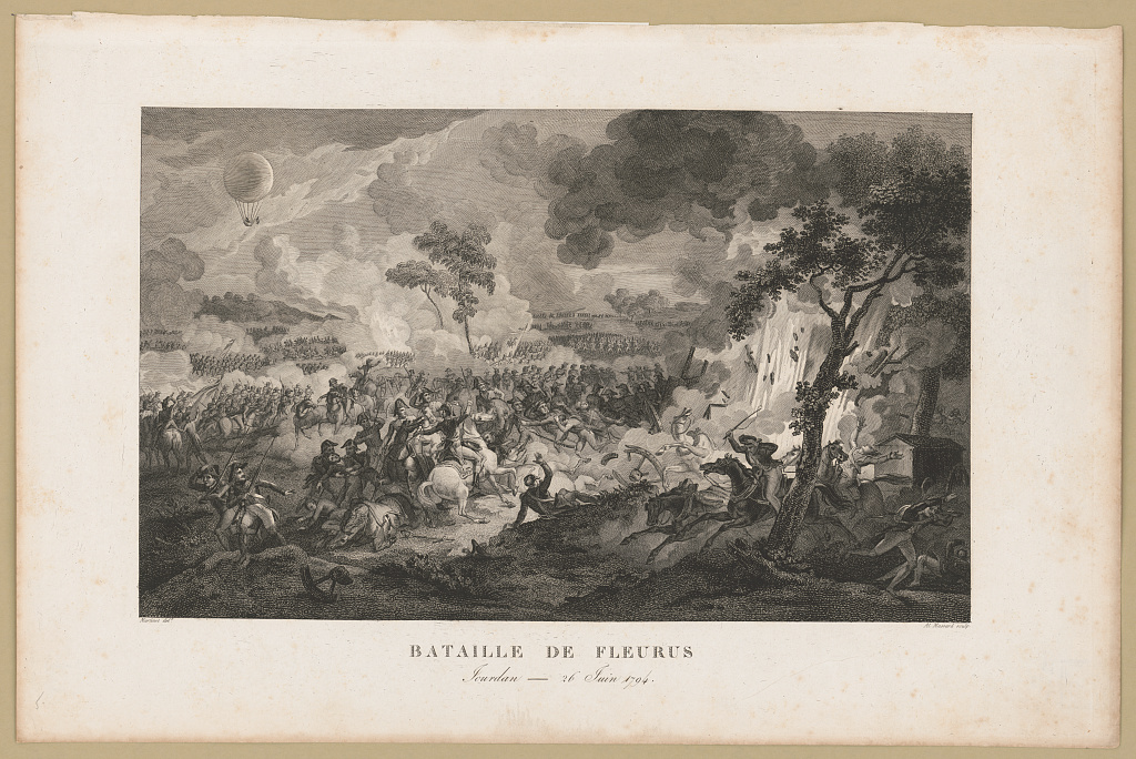 Another view of the Battle of Fleurus demonstrating balloon aviation. | Image: Library of Congress
