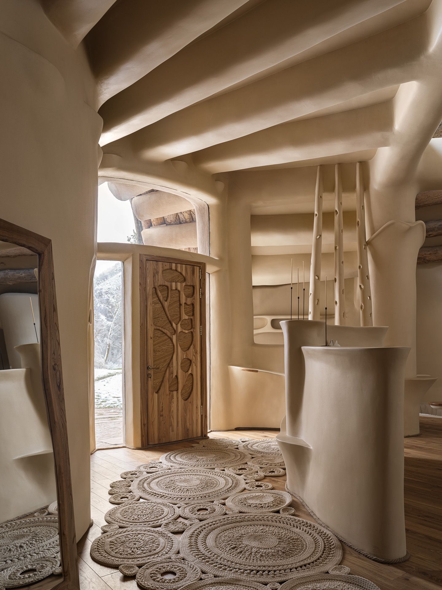 Image may contain Home Decor Architecture Building House Housing Staircase Indoors Interior Design Floor and Foyer