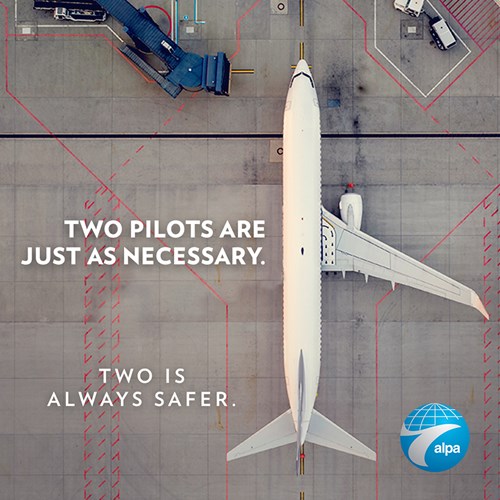 ALPA ad depicting the risk of single-pilot operations