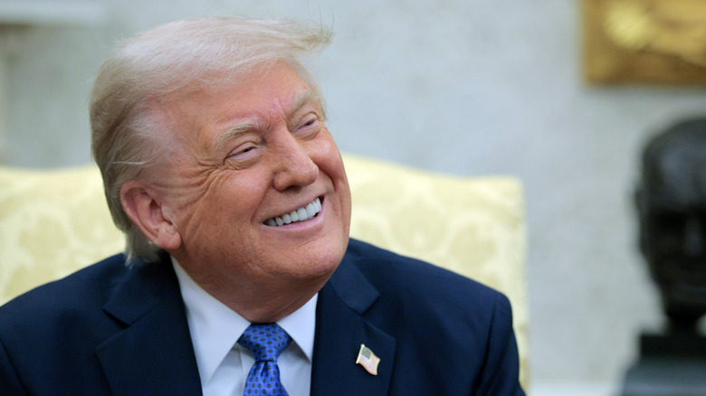 Donald Trump in the Oval Office in April 2025