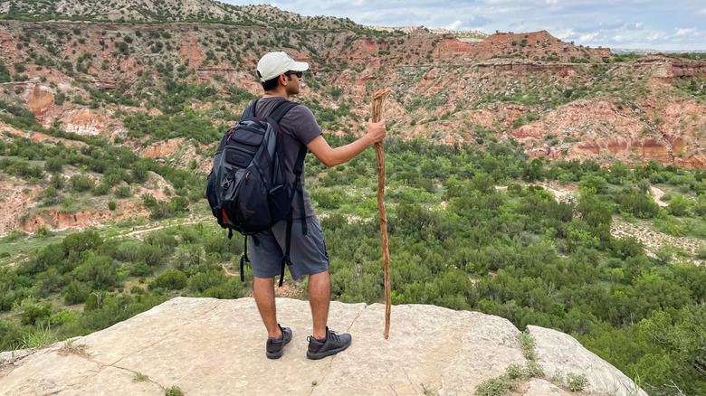 man hiking in Texas wilderness