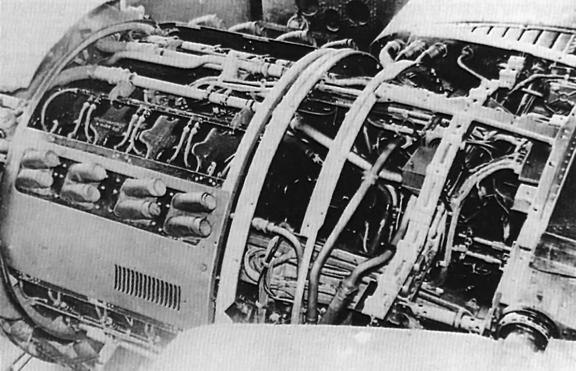 Closeup Showing the Tight Fit of the Large Jumo 222 Engine -- one of the 24-cylinder engines used during the Second World War