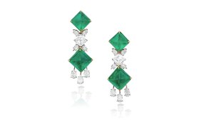 Graff Emerald and Diamond Earclips