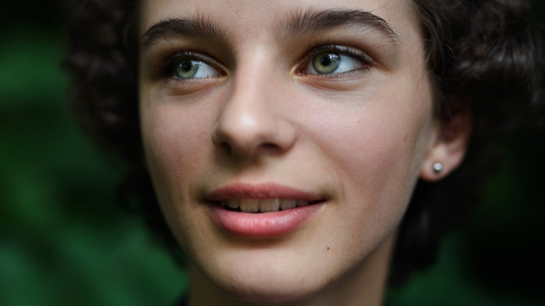 Young girl with bright green eyes