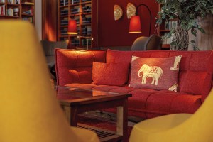 A throw pillow from Krun, Germany’s Schloss Elmau.